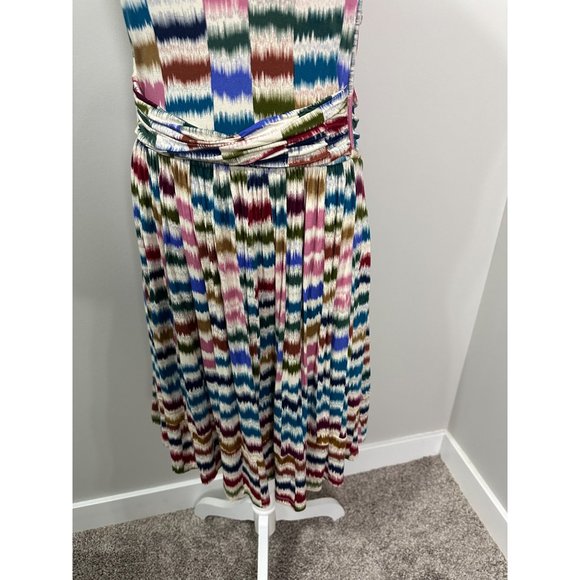 Maeve Anthropologie Sennebec Dress L Keyhole Neck Pockets - Picture 3 of 5
